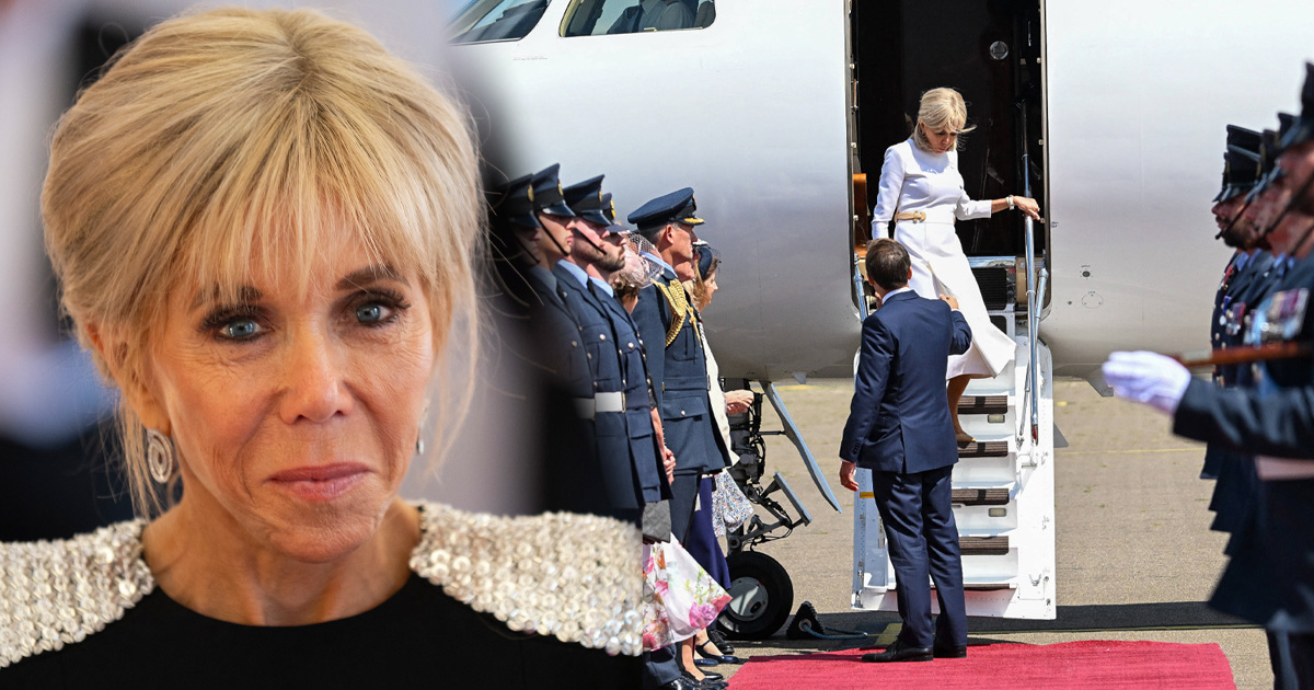 Brigitte Macron wysiada z samolotu