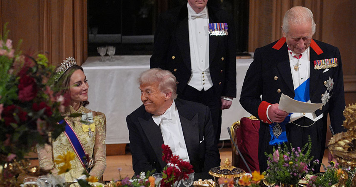 Kate Middleton (po lewej), Donald Trump (po środku), król Karol (po prawej).