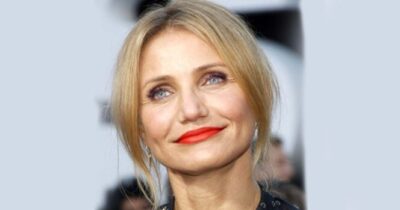 Cameron Diaz z ustami pomalowanymi na czerwono