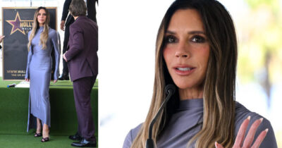 Victoria Beckham podczas wystąpienia w Alei Gwiazd