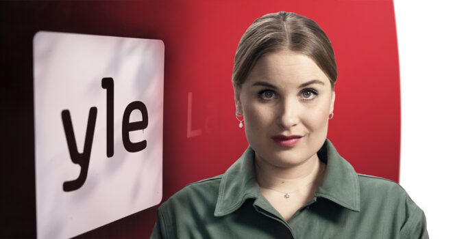 Yle logo ja Rosa Kettumäki. AOP jaYle