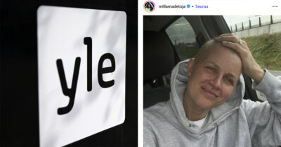 Ylen logo ja Milla Madetoja. AOP ja Instagram