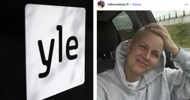 Ylen logo ja Milla Madetoja. AOP ja Instagram