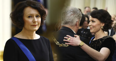 Jenni Haukio, sekä Jenni Haukio ja Sauli Niinistö Linnanjuhlissa. AOP