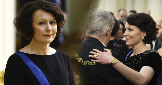 Jenni Haukio, sekä Jenni Haukio ja Sauli Niinistö Linnanjuhlissa. AOP