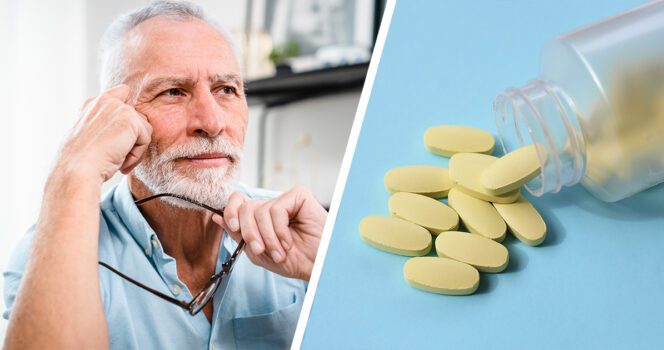 Mies ja purkki vitamiineja. Kuvat Shutterstock