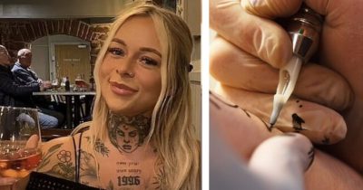 Taylor Paige Courtenay (vas.) ja tatuointikone (kuvituskuva)