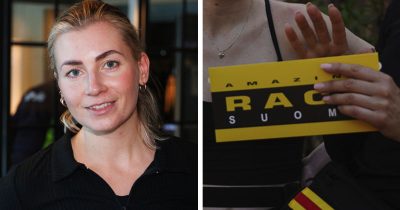 Karoliina Tuominen (vas.) ja ikoninen Amazing Race-kuori