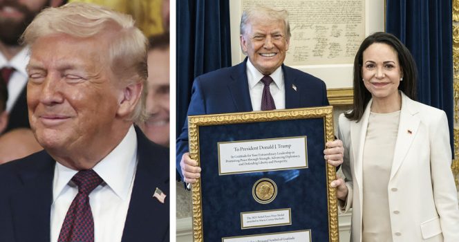 Nobelin rauhanpalkinnon oikea voittaja María Corina Machado luovutti palkintonsa Donald Trumpille.