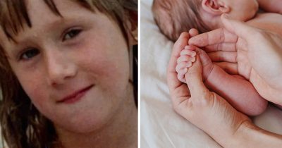 Jim Ambrose lapsena (vas.) ja aikuinen vauvan kanssa