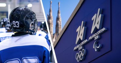 Jääkiekkoilija takaa, Milanon olympialaiset