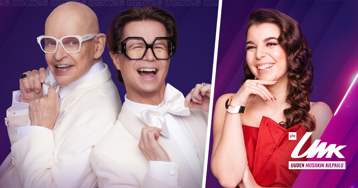 UMK 2026 juontajat ovat Sami Sykkö, Jorma Uotinen sekä Jasmin Beloued.