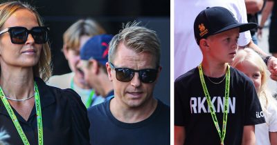 Minttu ja Kimi räikkönen (vas.) ja Robin sekä Rianna Räikkönen