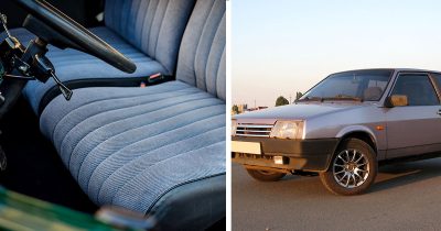 Vanha auto sisältä ja ulkoa