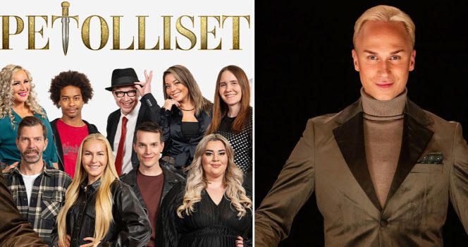 Petollista-osallistujia sekä juontaja Christoffer Strandberg