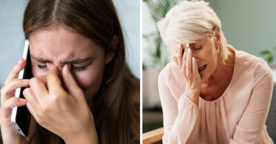 Kaksi naista itkemässä, kuvien naiset eivät liity tapaukseen.