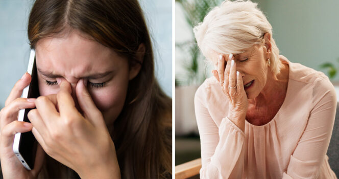 Kaksi naista itkemässä, kuvien naiset eivät liity tapaukseen.