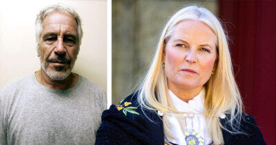 Jeffrey Epstein, kruununprinsessa Mette-Marit. Kuvat: AOP