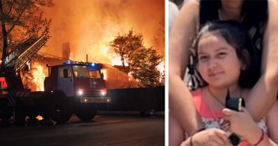 Tulipalo ja Allison Escobar Gallo. Kuva: Shutterstock ja GoFundMe