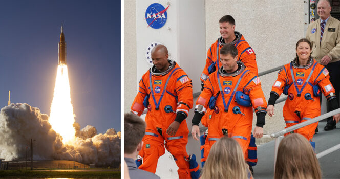 Artemis II ja sen miehistö. Kuvat: AOP