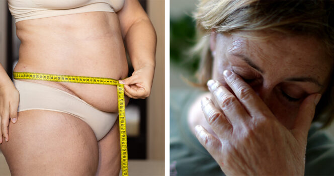 Esidiabetes. Vyötärö ja väsynyt nainen. Kuvat Shutterstock