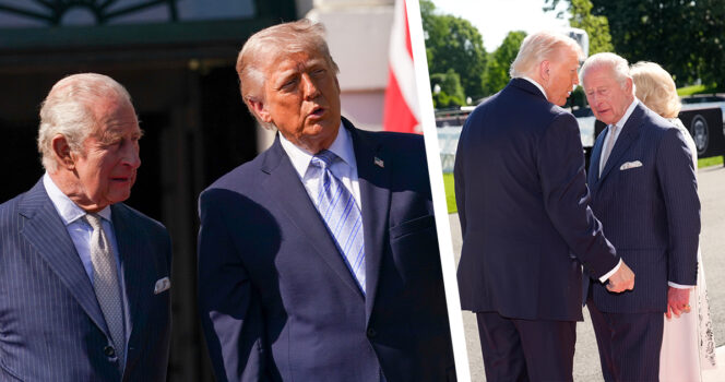 Kuningas Charles, donald Trump. Kuvat: AOP