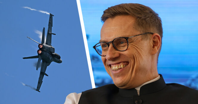 Hornet-hävittäjä, Alexander stubb. Kuvat: AOP
