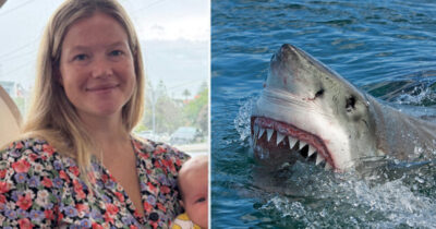 Leah Stewart, Valkohai. Kuvat: GoFundMe, Shutterstock