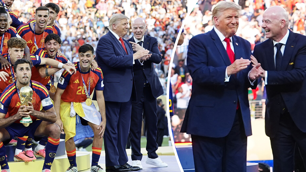 Fifan puheenjohtaja Gianni Infantino yritti toistuvasti pyytää Trumpia alas lavalta kohutilanteessa.
