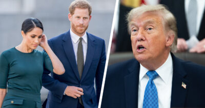 Meghan, prinssi Harry ja Donald Trump. Kuvat: AOP