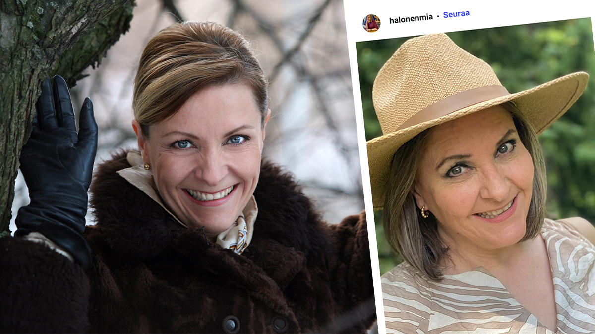 Mia Halonen vuonna 2007 ja tänää päivänä. Kuvat AOP ja Instagram/@halonenmia
