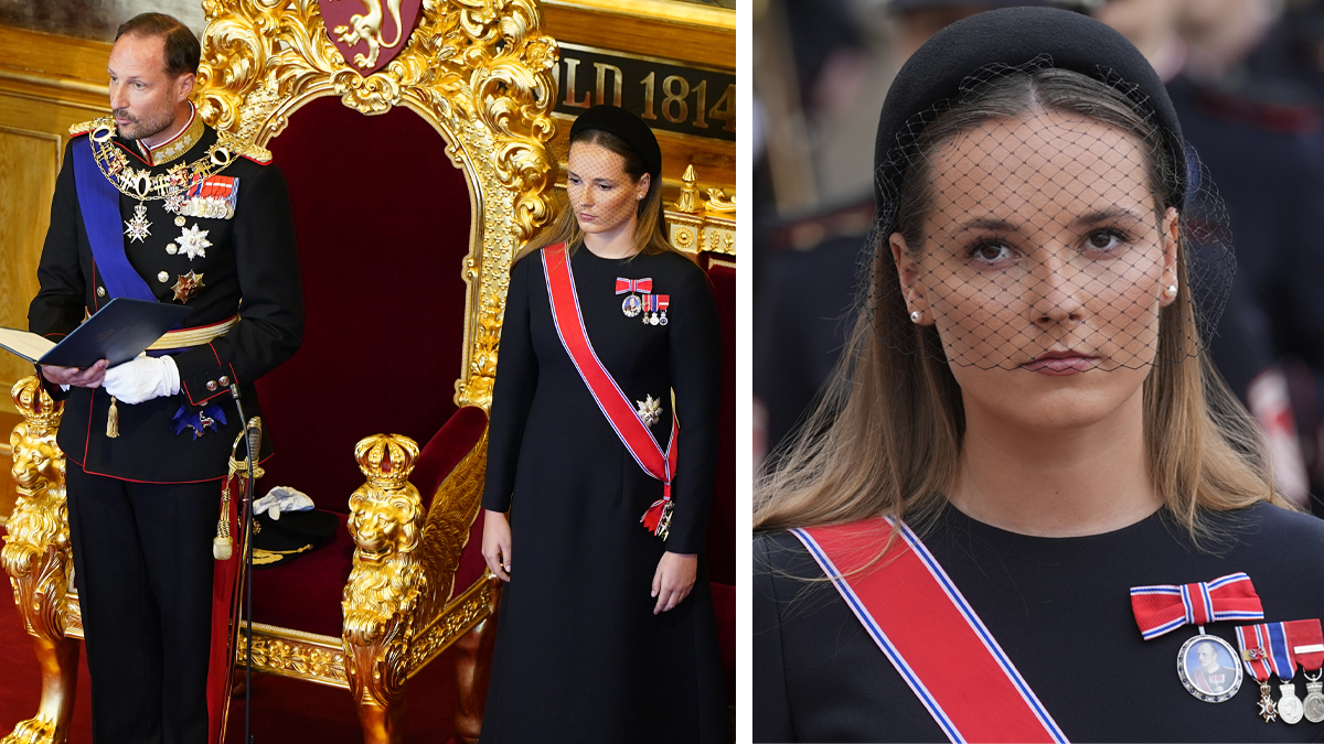 Kruununprinsessa Ingrid Alexandra oli pukeutunut suruhuntuun valatilaisuuteen.