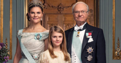 Ruotsin kuningas Kaarle XVI Kustaa, kruununprinsessa Victoria ja prinsessa Estelle