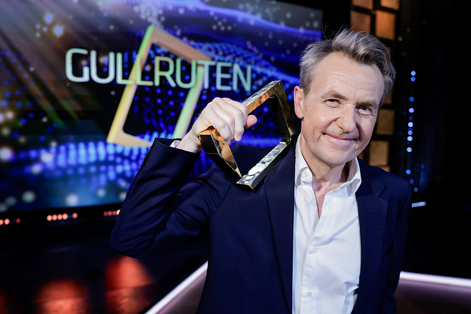 Fredrik Skavlan etter utdelingen av Gullruten i Grieghallen i Bergen fredag.