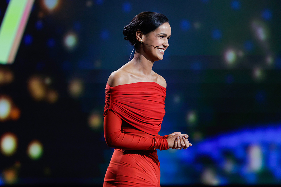 Desta Marie Beeder under utdelingen av Gullruten i Grieghallen i Bergen fredag.