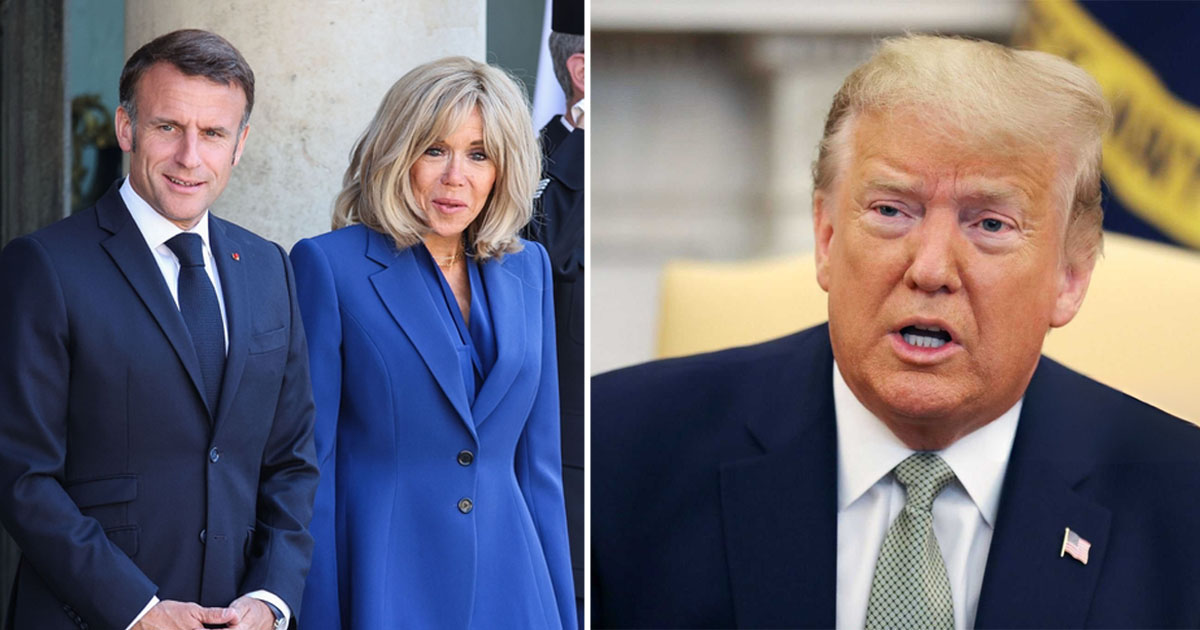 Macron-paret og Donald Trump.