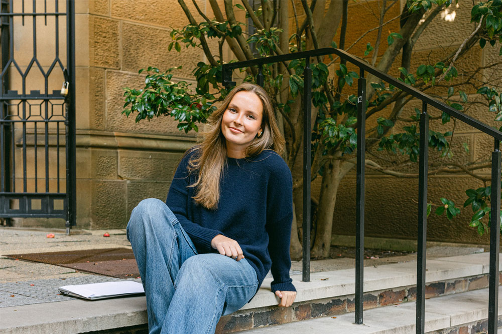 Prinsesse Ingrid Alexandra på universitetsområdet ved Universitetet i Sydney.