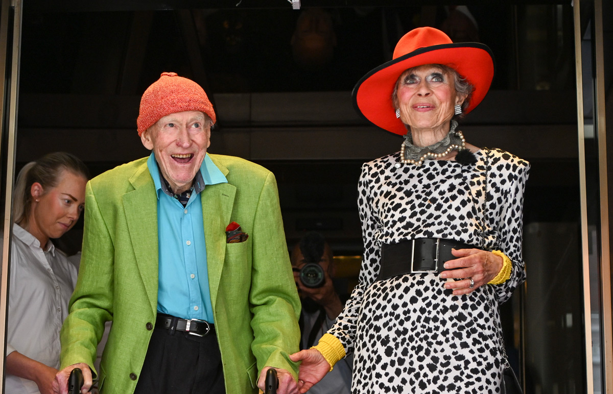 Fra 100-årsdagen til Olav Thon som han feiret med kona Sissel Berdal Haga.