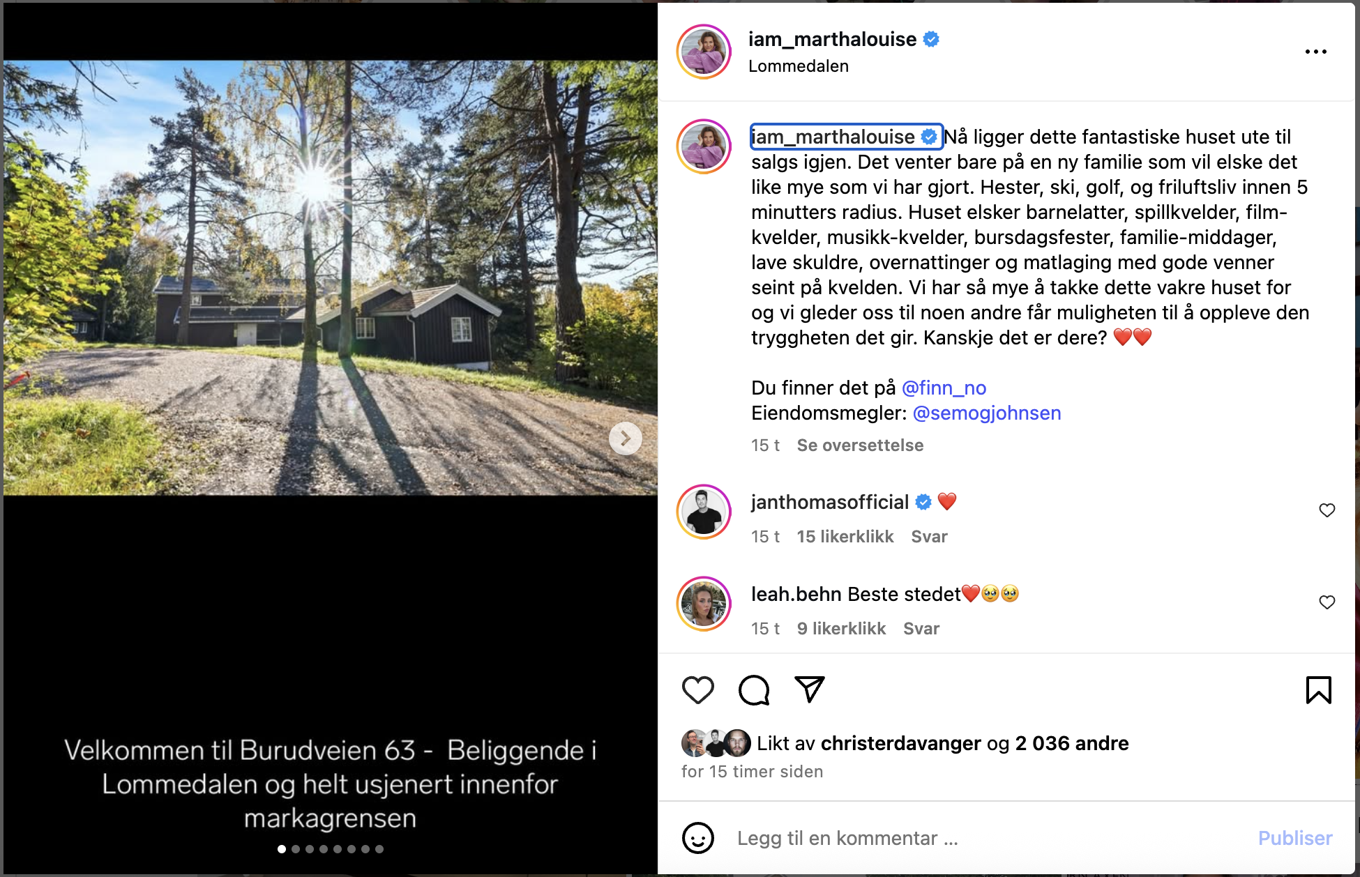 Märtha Louise selger huset