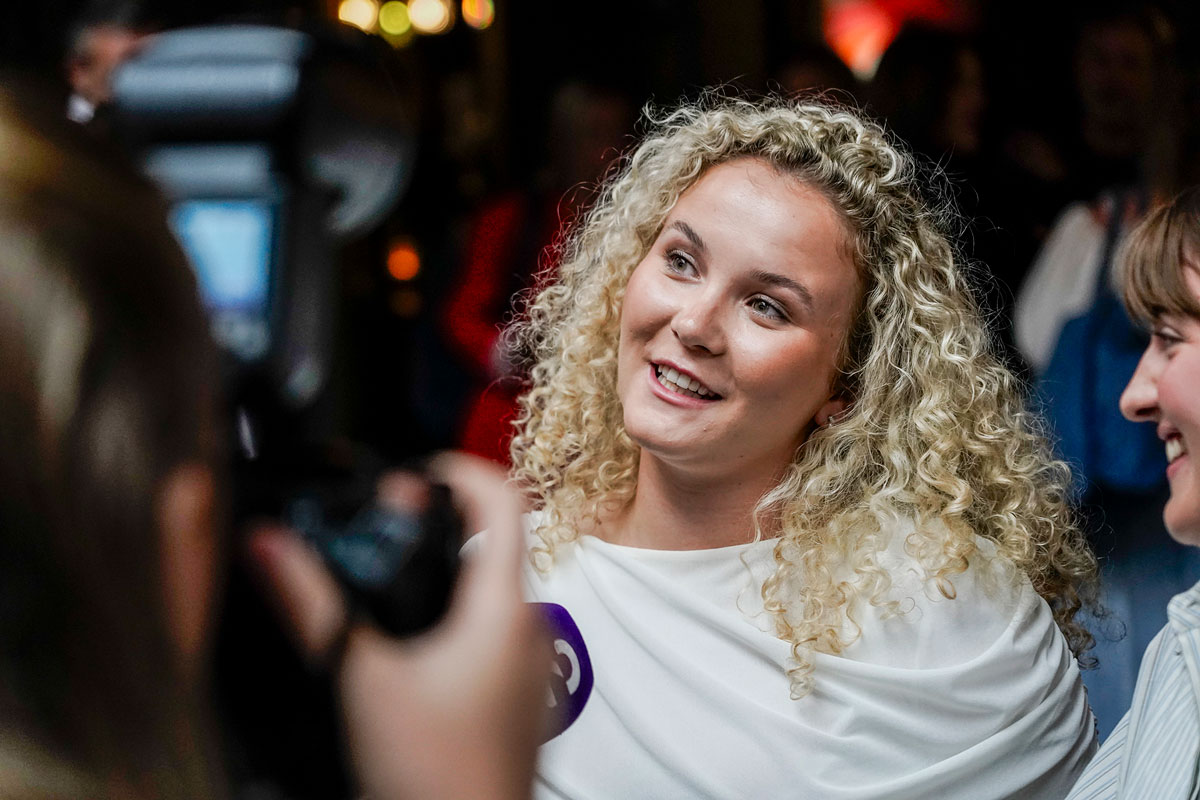 Emma Steinbakken under pressetreffet for høstprogrammene til TV Norge og HBO Max på Latter i Oslo.