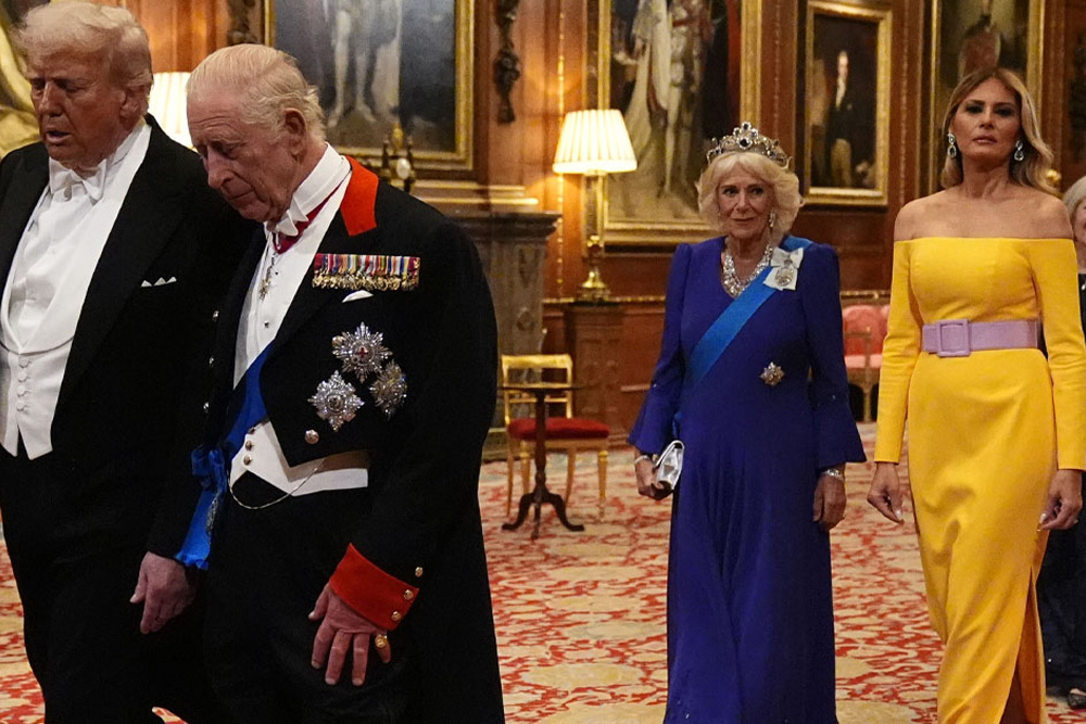 Donald Trump, kong Charles, dronning Camilla & Melania Trump