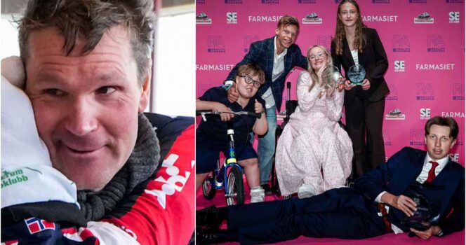 F.v.: Trygve Kroken-Braate, Mikkel Munthe, Pia Hasund Vareberg Sunniva Spangelo og Peder Danielsen (liggende) fra Team Pølsa etter utdelingen av Se og Hørs Reality Awards på Ambassaden i Oslo søndag kveld.