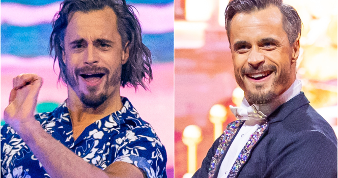 Viggo og Rikke opptrer under Skal vi danse 2025.