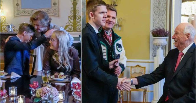 Team Pølsa møtte kongen og dronningen.