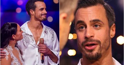 Viggo Venn sammen med Rikke Lund under finalen i "Skal vi danse" 2025.