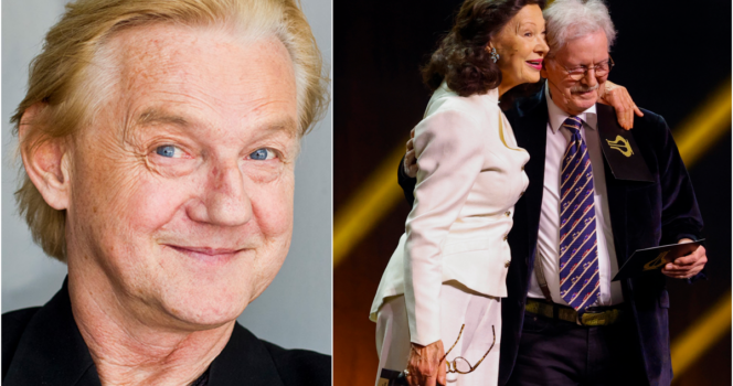 Åse Kleveland og Øystein Sunde delte ut Spellemanns hederspris til Finn Kalvik.