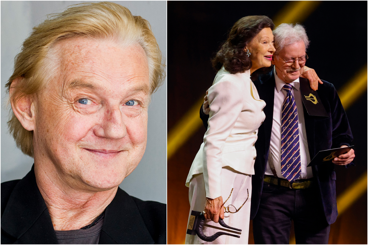 Åse Kleveland og Øystein Sunde delte ut Spellemanns hederspris til Finn Kalvik.