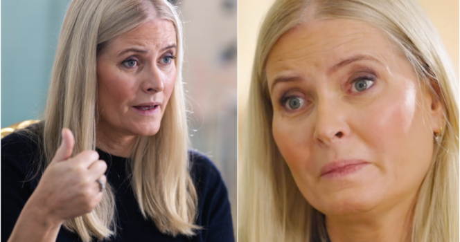 Kronprinsesse Mette Marit intervjues av NRK om sin relasjon til Jeffrey Epstein på Skaugum 19. mars 2026.