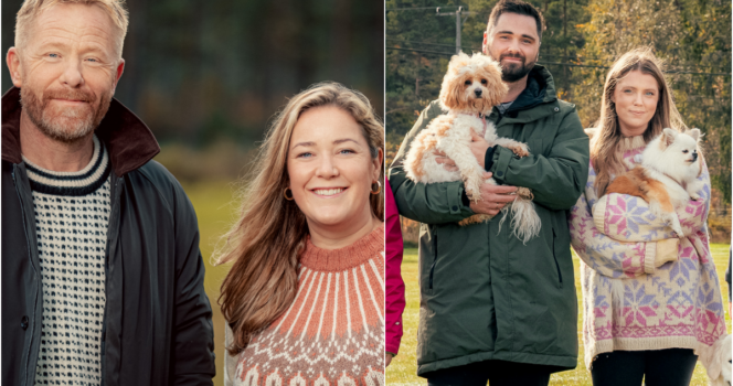 Disse er klare for sesong 6 av Fra bølle til bestevenn: Fra venstre Fredrik Steen og Maren Teien Rørvik, Cathrine Hegna med Bjarne, Aleksander Hansen med Stella og Jeanette Sandvik med Lilli, Christoffer Schjelderup med Palle, Håkon Nico Løbner og Christian Saarheim med Trulte og Nina Dobloug med Tassen.