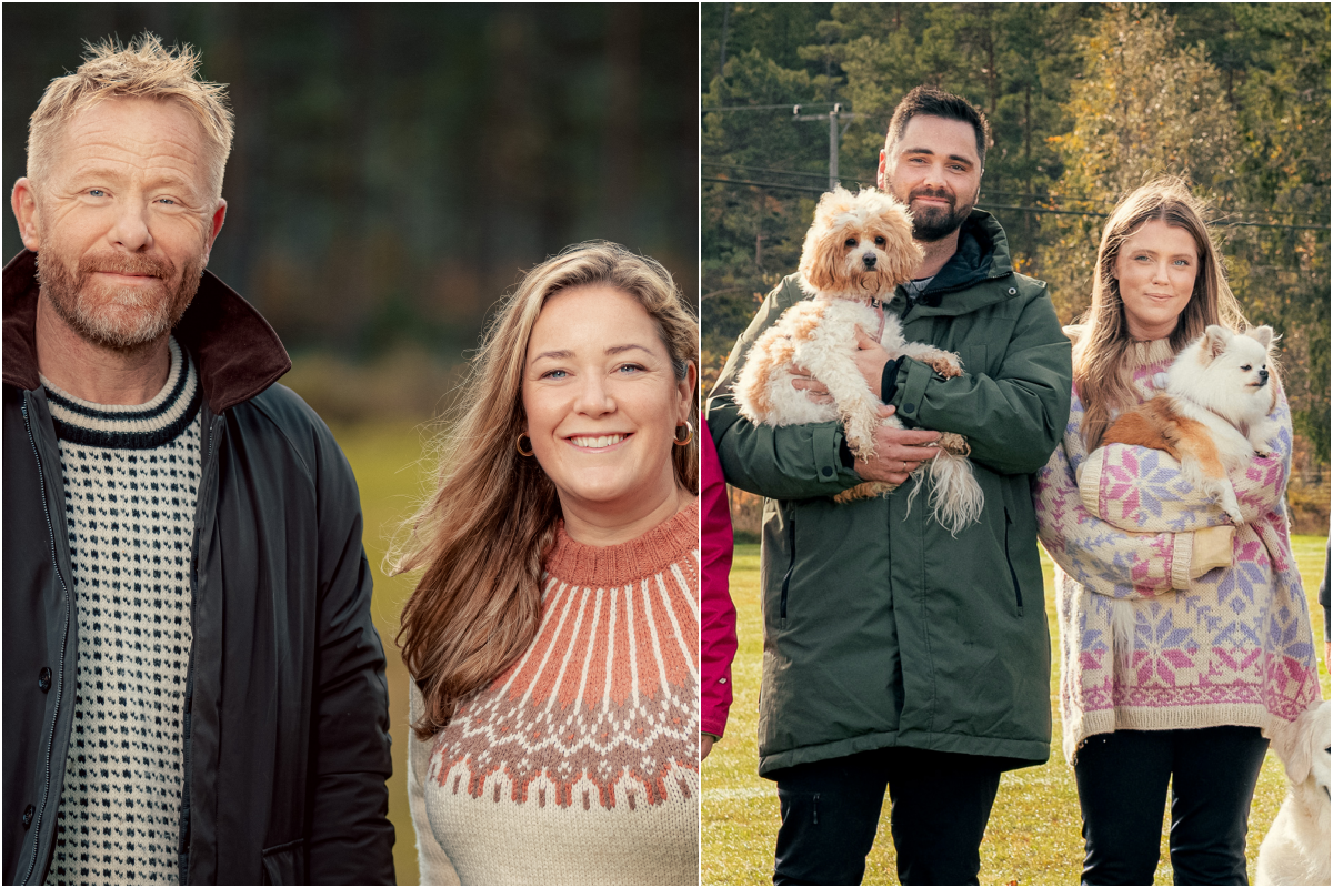 Disse er klare for sesong 6 av Fra bølle til bestevenn: Fra venstre Fredrik Steen og Maren Teien Rørvik, Cathrine Hegna med Bjarne, Aleksander Hansen med Stella og Jeanette Sandvik med Lilli, Christoffer Schjelderup med Palle, Håkon Nico Løbner og Christian Saarheim med Trulte og Nina Dobloug med Tassen.
